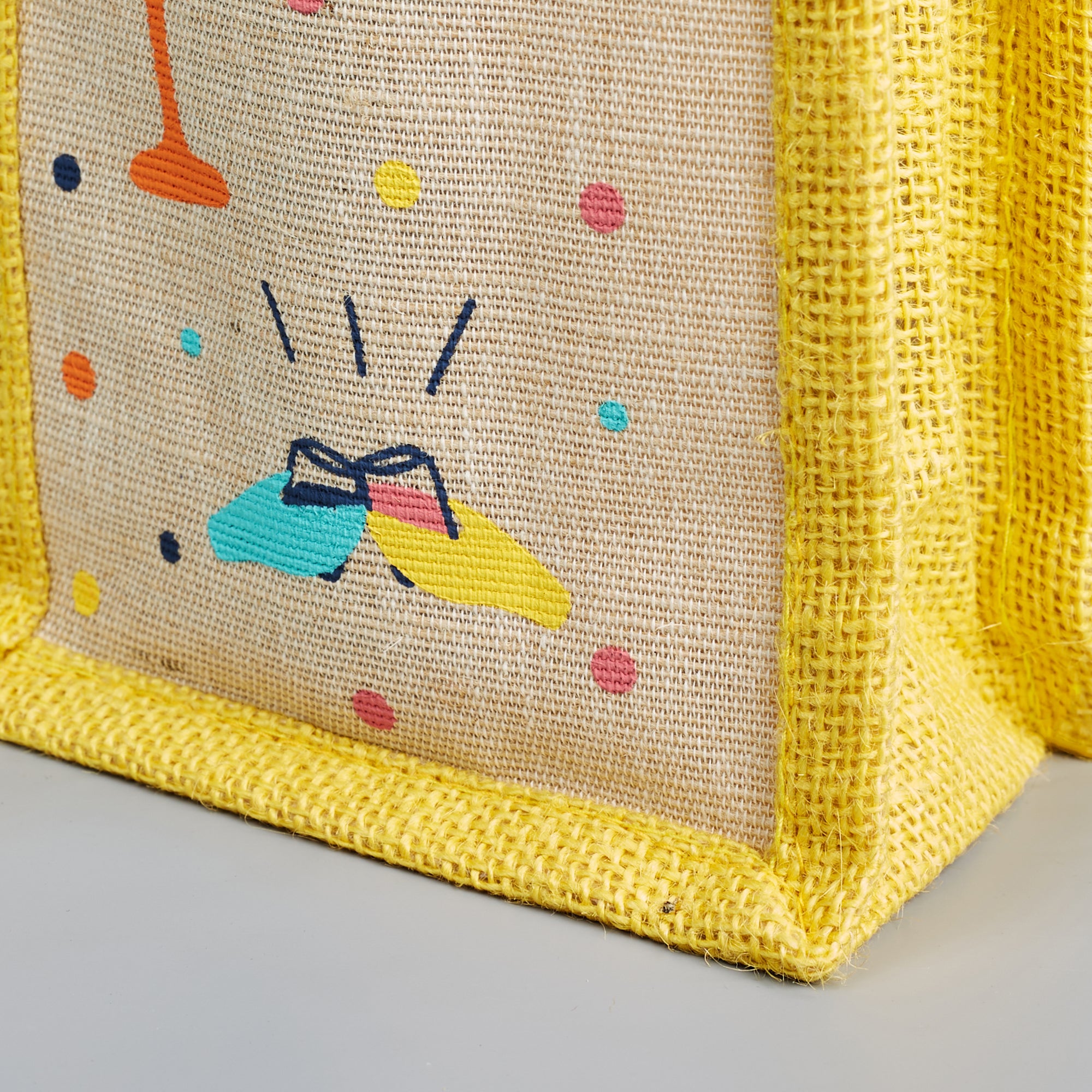 Good Life Jute Reversible Dessert Printed Bottle Bag 12 x 35.5 Cm in Yellow Colour