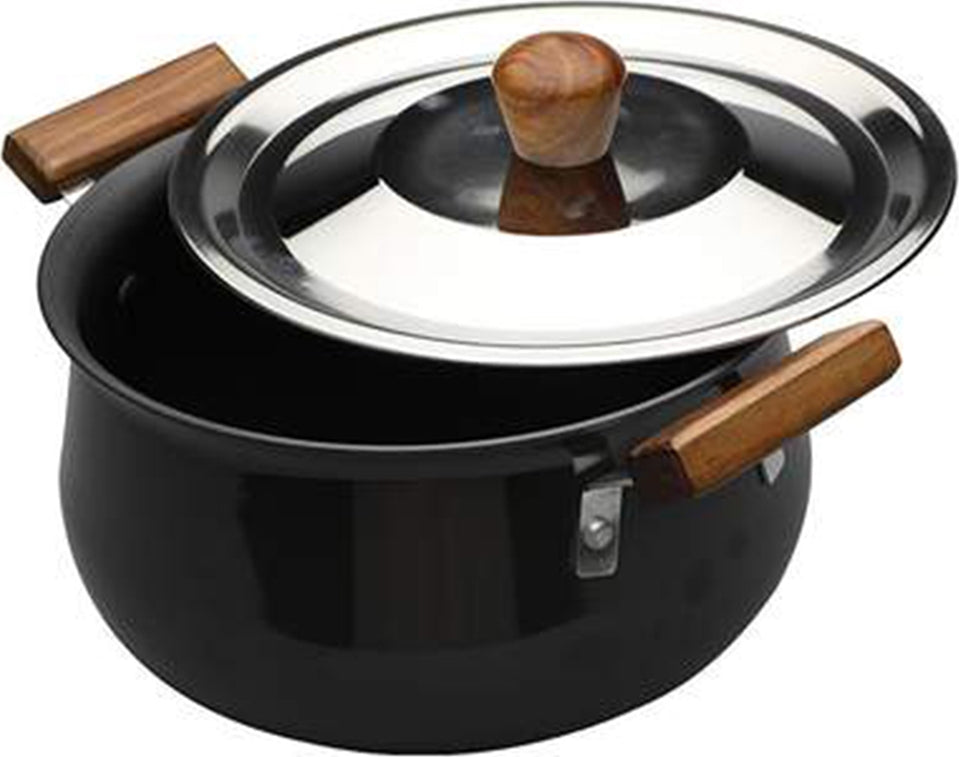 Ebony Hard Anodized Handi With Lid 24 Cm ,5Ltr ,3.25Mm Thickness in Black Colour