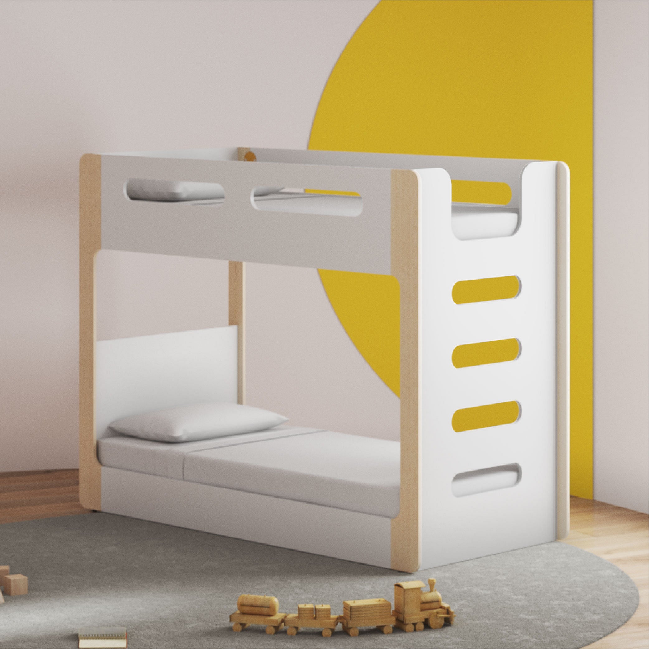 Double Decker  New Bunk Bed in Pearly White Colour