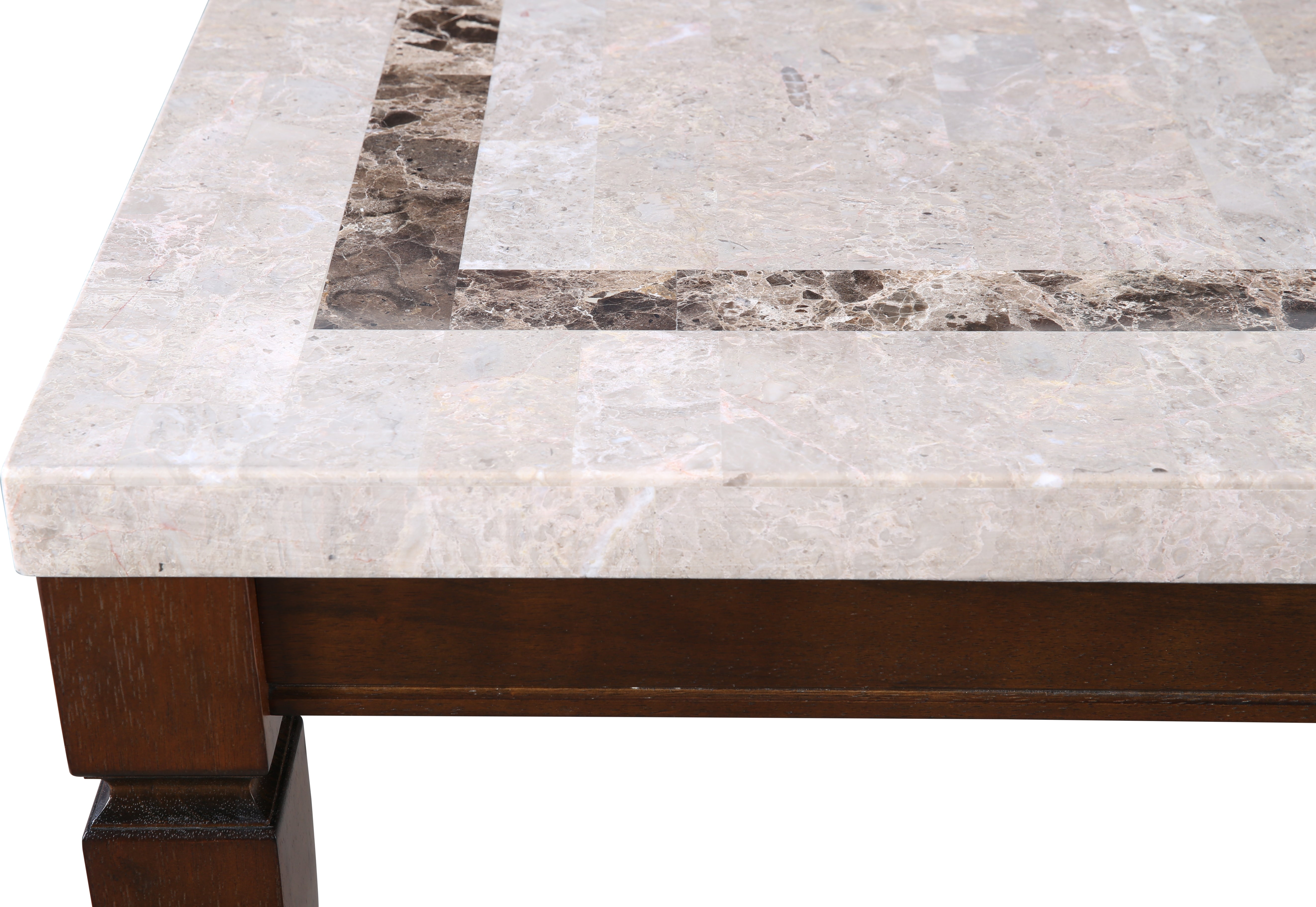 Bliss Marble Top 4 Seater Dining Table with Inlay in Beige Colour