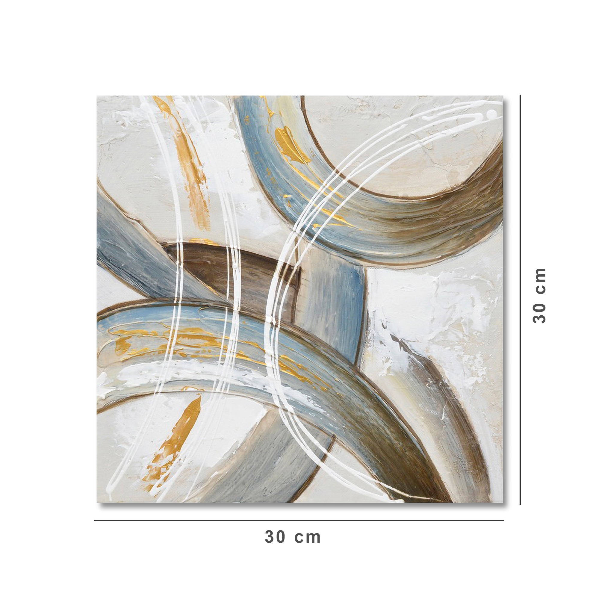 Ilona Abstract Brush Strokes Handmade Canvas Painting 30x30 Cm in Light Blue Colour