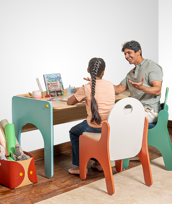 Cubby Twin Seater Spacious Study Desk with Iconic Storage Separators in Marine Teal Colour