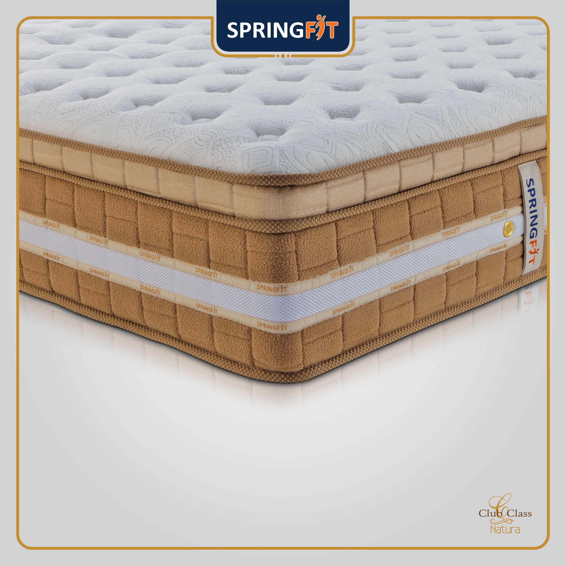 Club Class Natura Orthopedic Spine Support Pocket Spring Single Mattress 78x36x6 Inch in Grey Colour