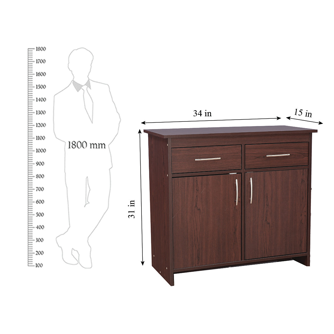 Albert Engineered Wood 2 Door Cabinet in Cherry Brown Colour