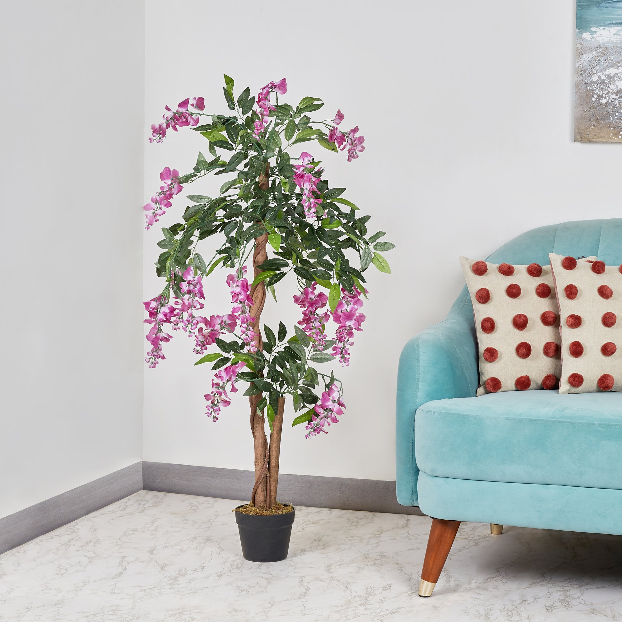 Ilana Artificial Wisteria Potted Tree 120Cm in Pink Colour
