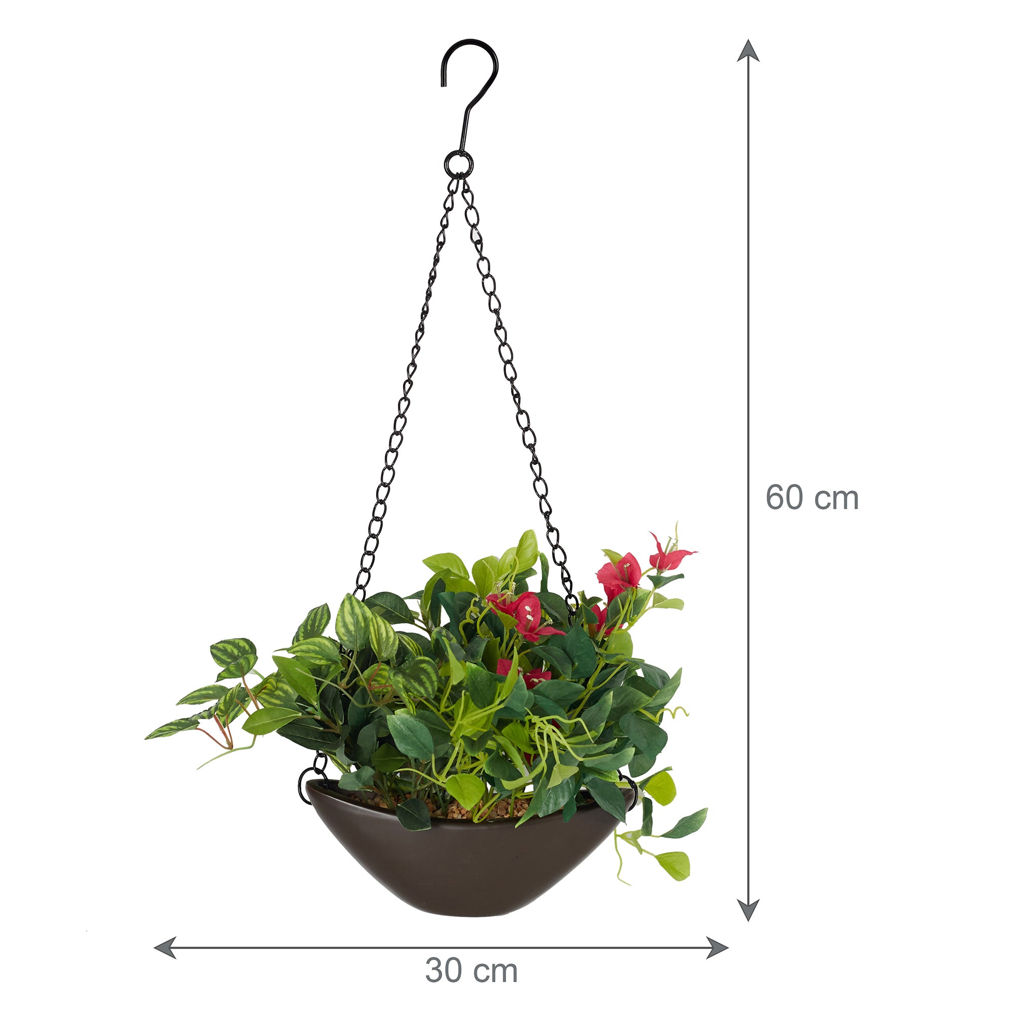 Ilana Faux Hanging Assort Leaf Ceramic Pot 60 Cm in Green Colour