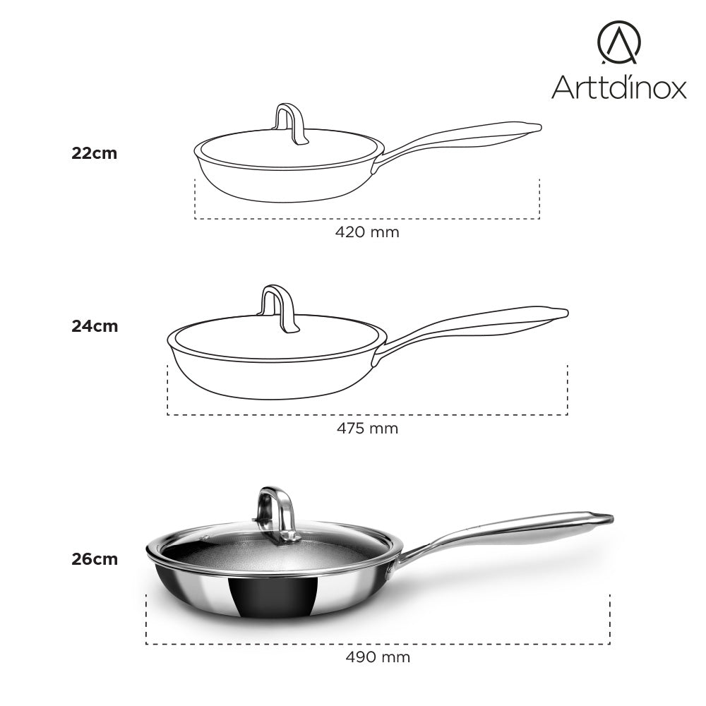 Stellar Triply Frypan 22 cm with Glass Lid