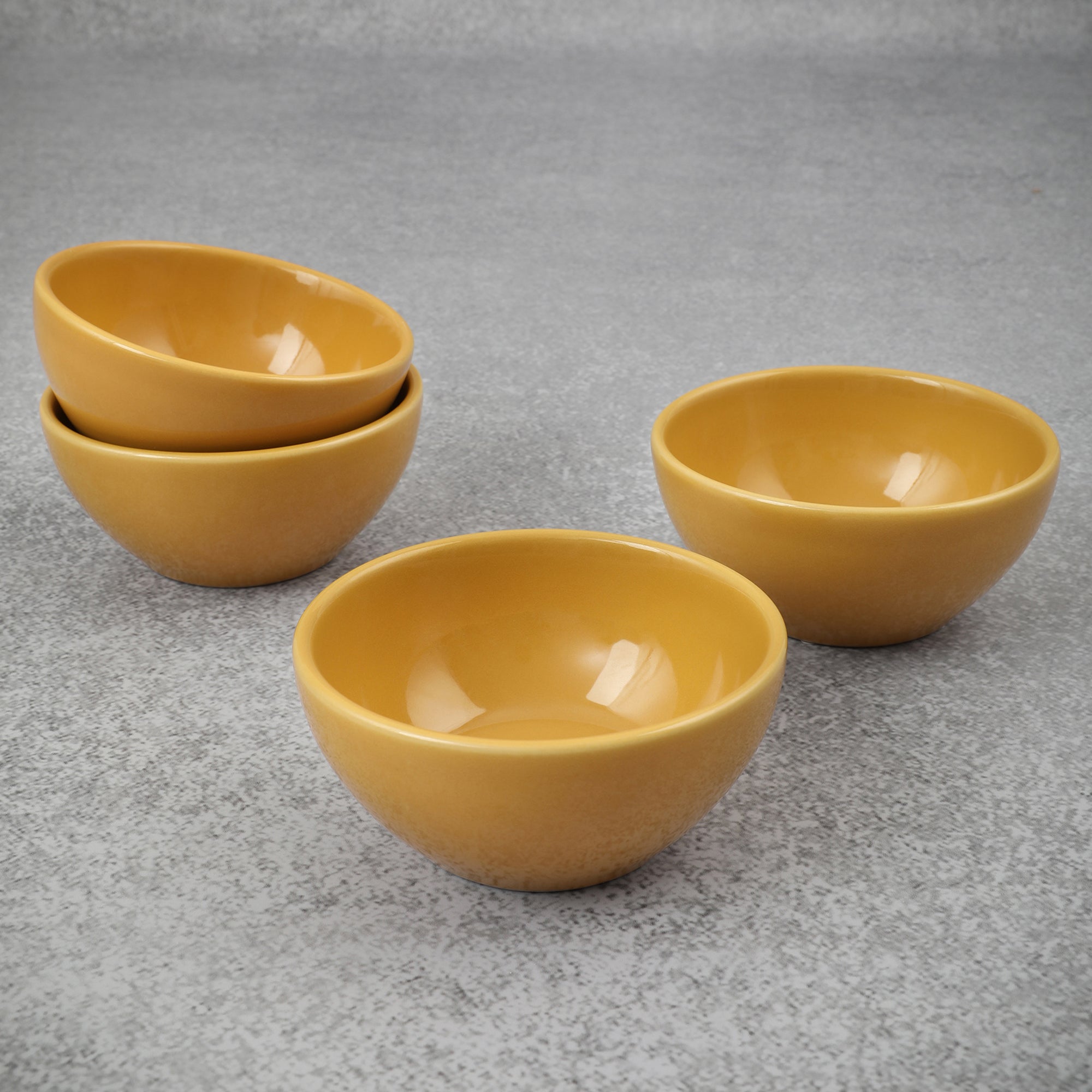Palette Ceramic 4 Inch Curry Bowl 4 Pcs in Yellow Colour
