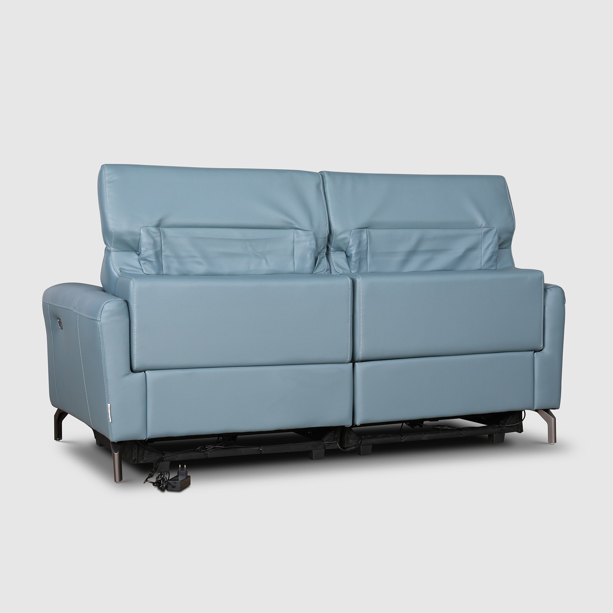 Emilia Half Leather Three seater Electric Recliner in Blue Colour