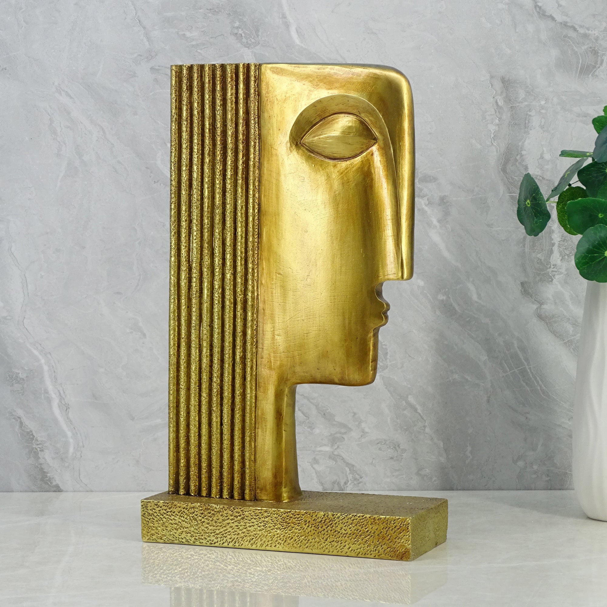 Willow Polyresin Egyptian Lady Face 35Cm in Gold Colour