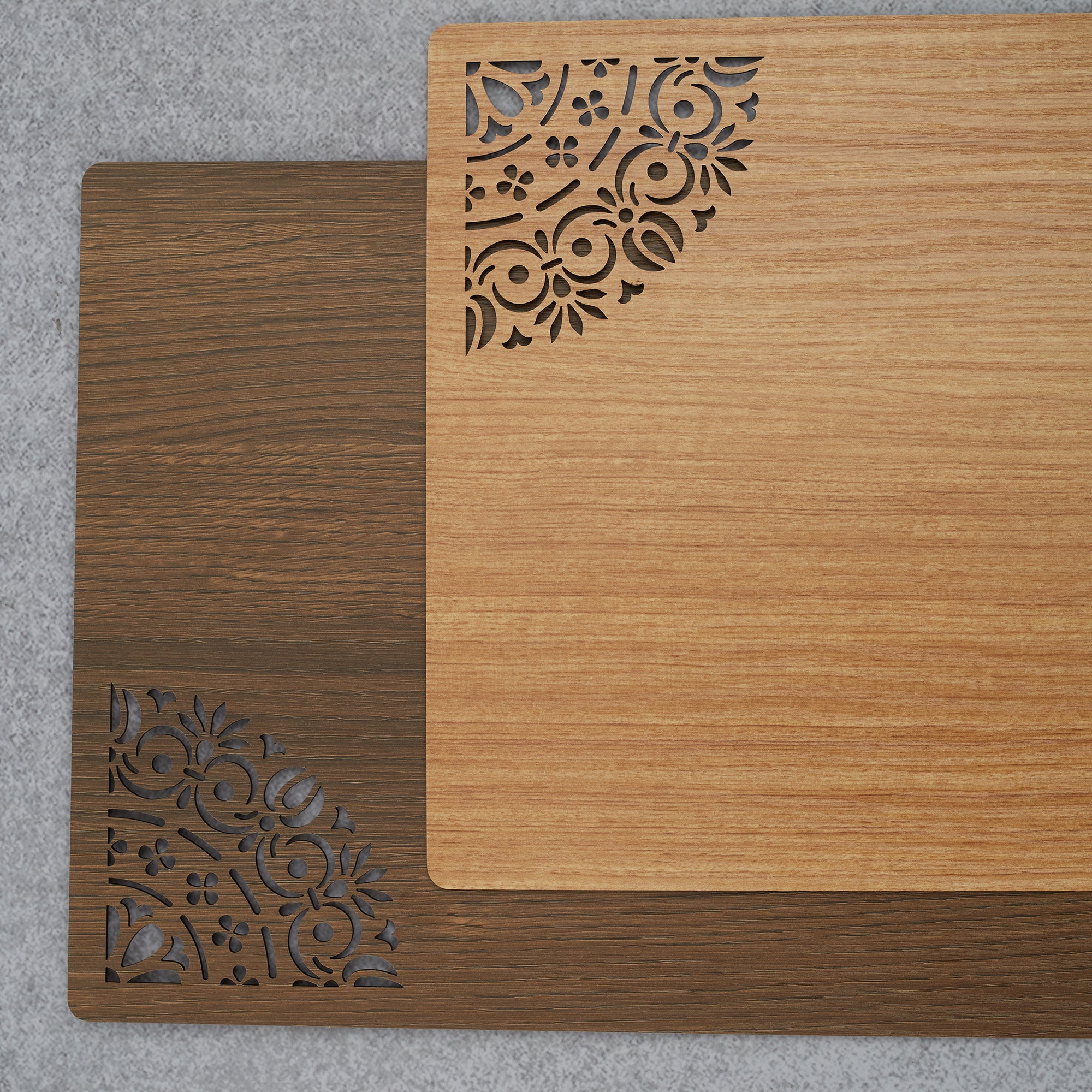 Reversible Dark Wenge Engineered Wood Placemat Set Of 2 in Multi Colour