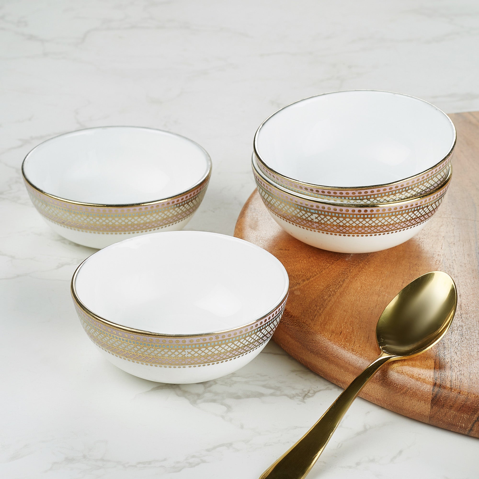 Amour Charlotte Bone China Veg Bowl 10 Cm in White Colour