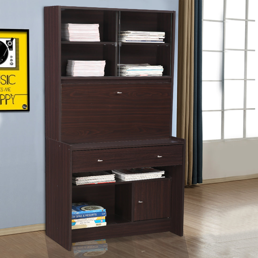 Gleam Study Table in Walnut Colour