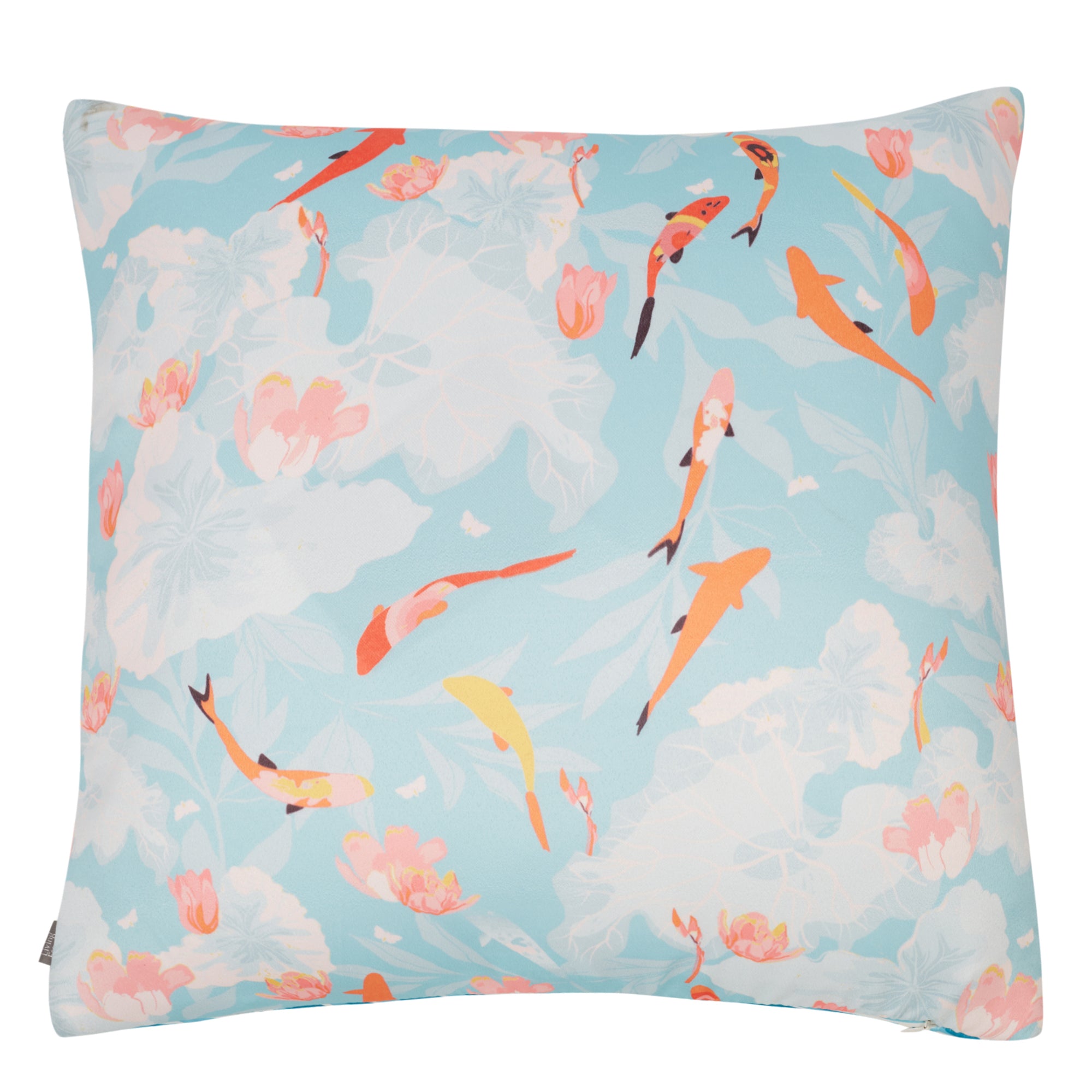 Bahamas Satin Digital Printed Cushion Cover 40x40 Cm in Aqua Colour