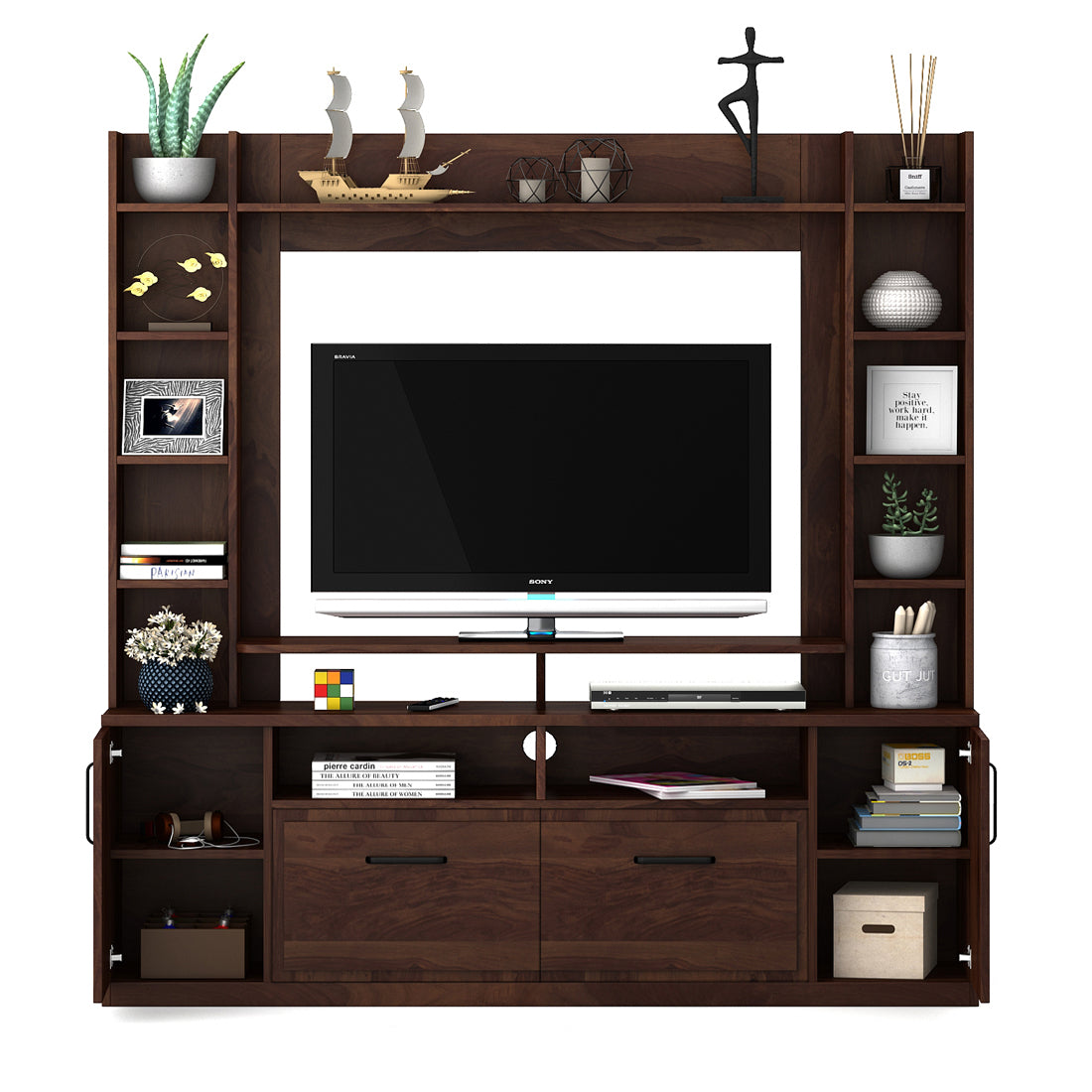 Antwerp Full Height TV Unit in Sheesham Colour