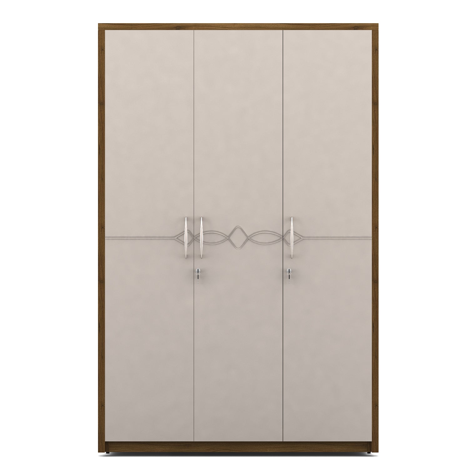 Pearl 3 Door Wardrobe in Ceramic High Gloss Colour
