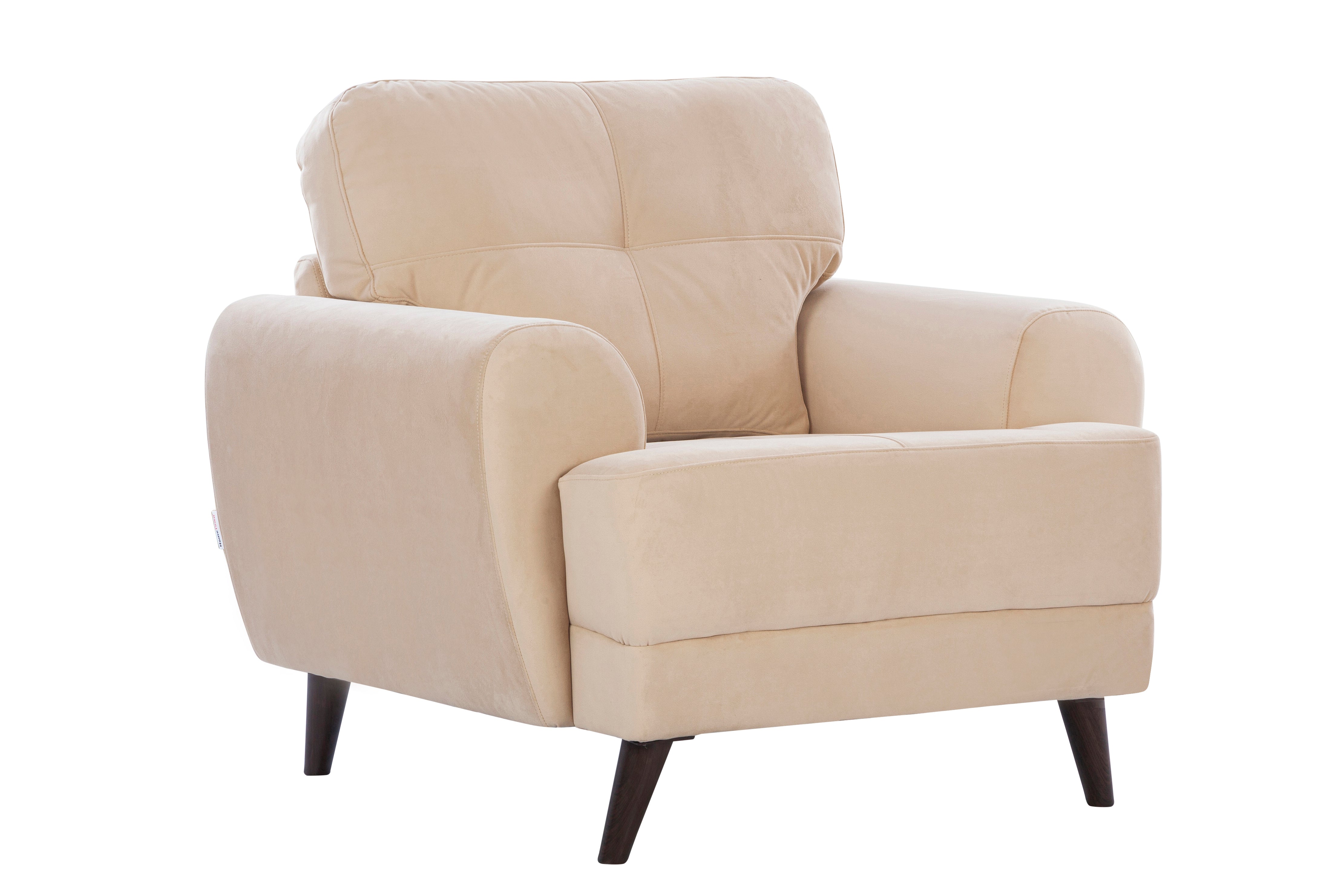 Riga Fabric 1 Seater Sofa in Beige Colour