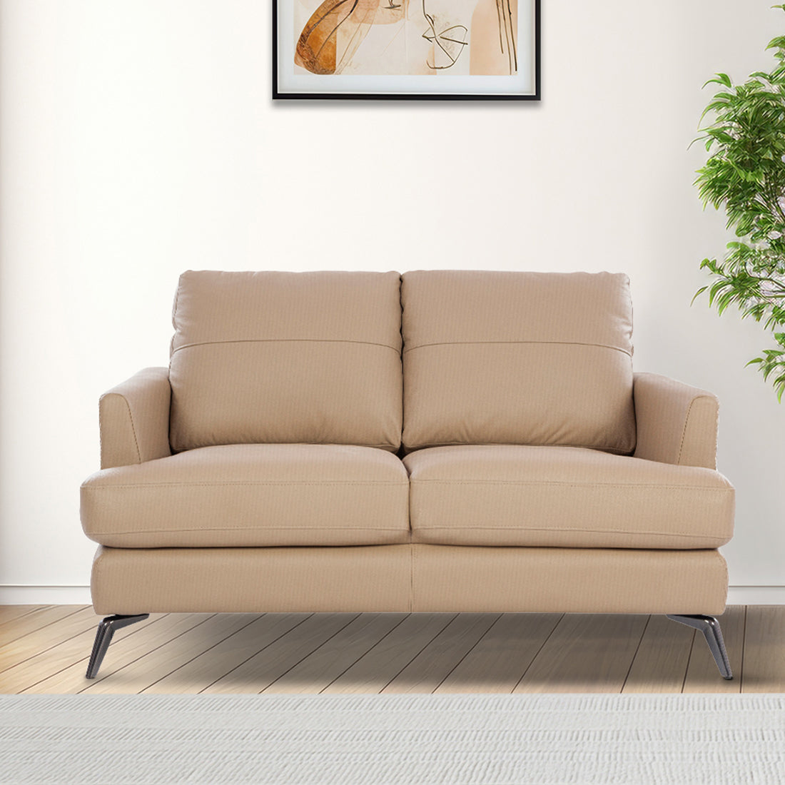 Soren Half Leather Two Seater Sofa in Mushroom Colour