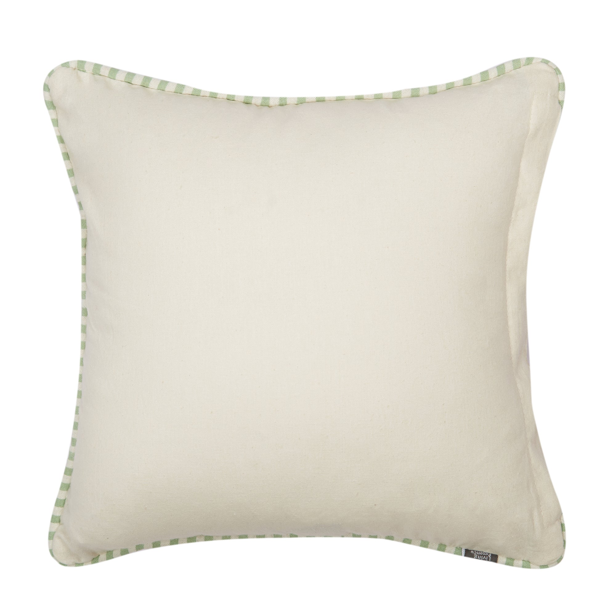 Indian Botanical Cotton Cushion Cover 30x30 cm in Sage Border Print