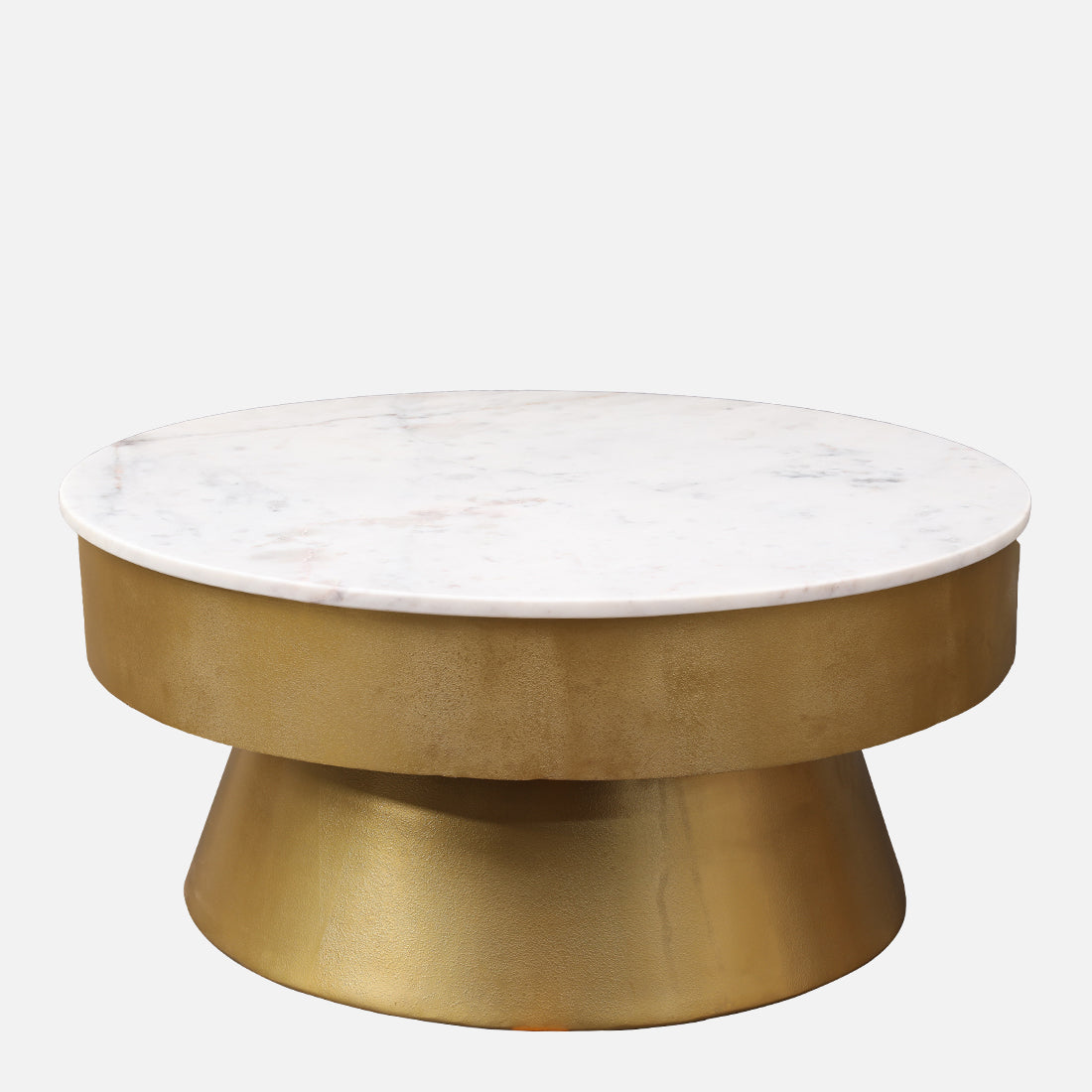 Joanna Marble & Iron Center Table in White & Gold Colour