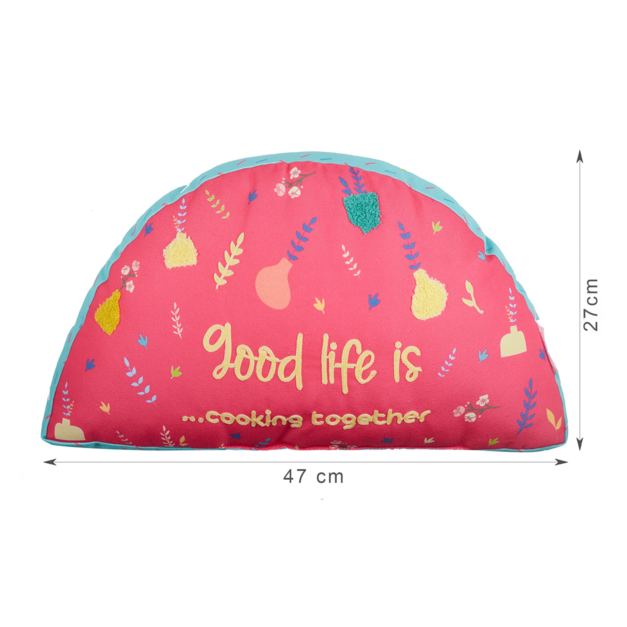 Good Life  Reversible Cooking Together Digital Printed Shaped Cushion 27x47 Cm in Fuchsia Colour