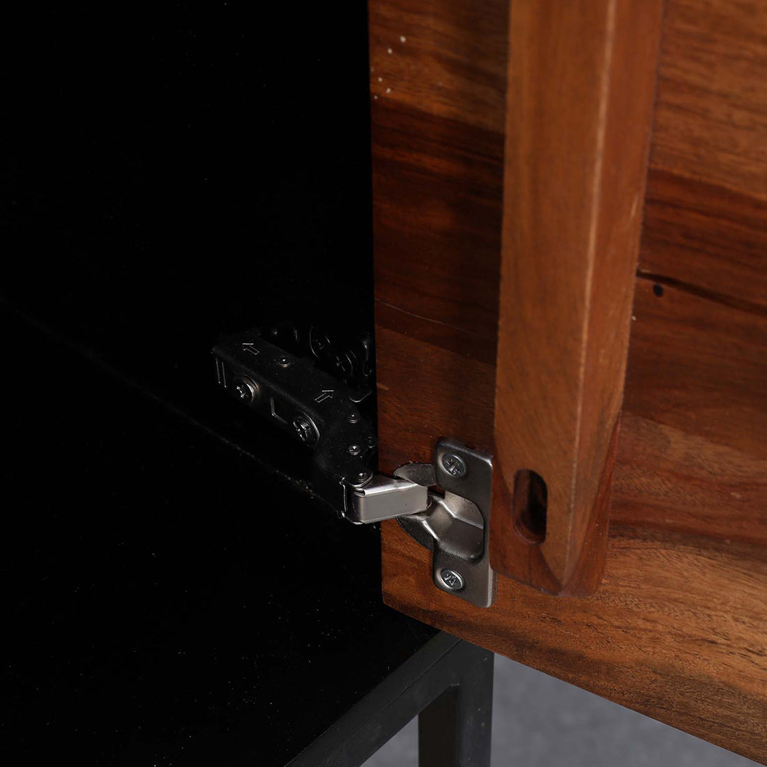 Sven Sheesham Wood(Rosewood) Storage Cabinets in Natural Sheesham & Black Colour