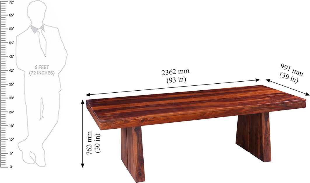 Austin Sheesham Wood(Rosewood) 8 Seater Dining Table in Honey Colour