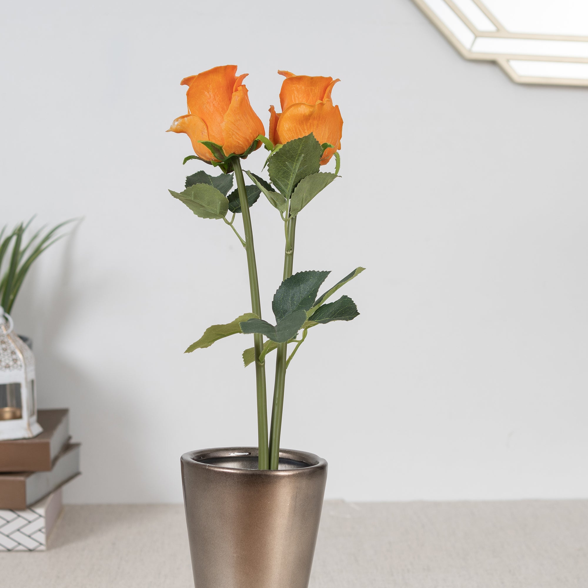 Elora Single Yellow Rose Polyester Artificial Flower 41cm in Yellow Colour
