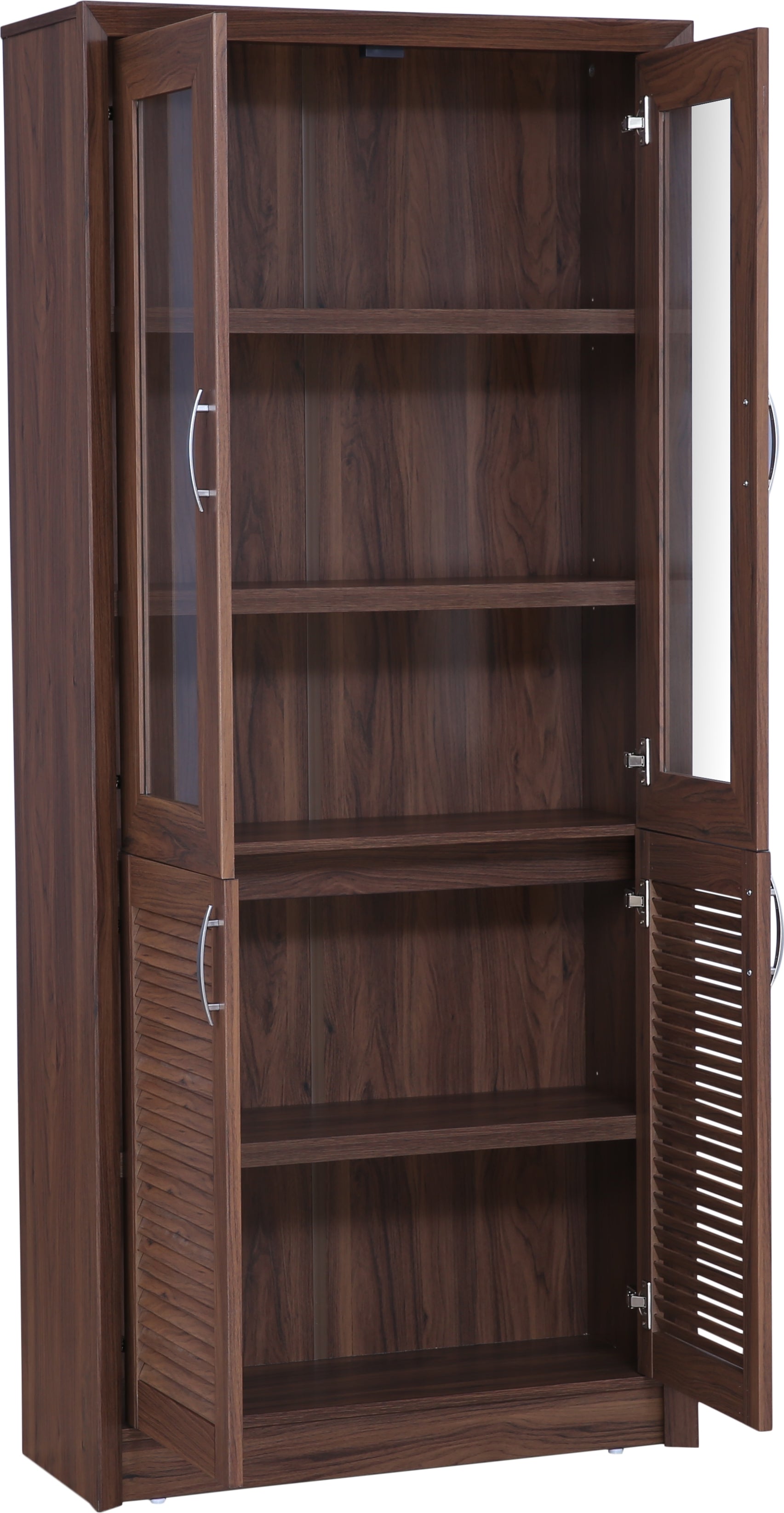 Stark Engineered Wood 4 door Book Case in Walnut Colour