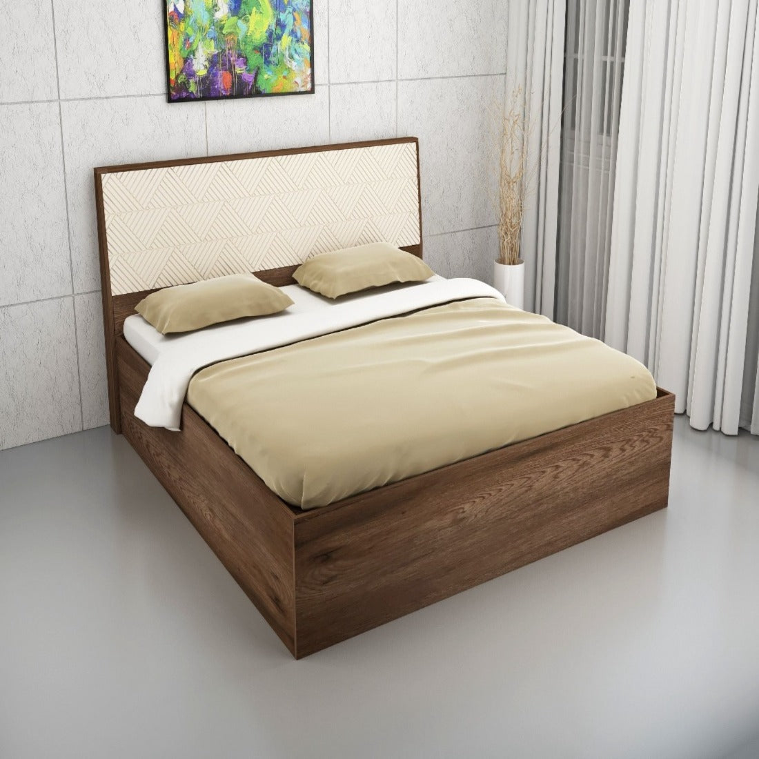 Saville King Size Bed with Box Storage in Dark Vogue Colour