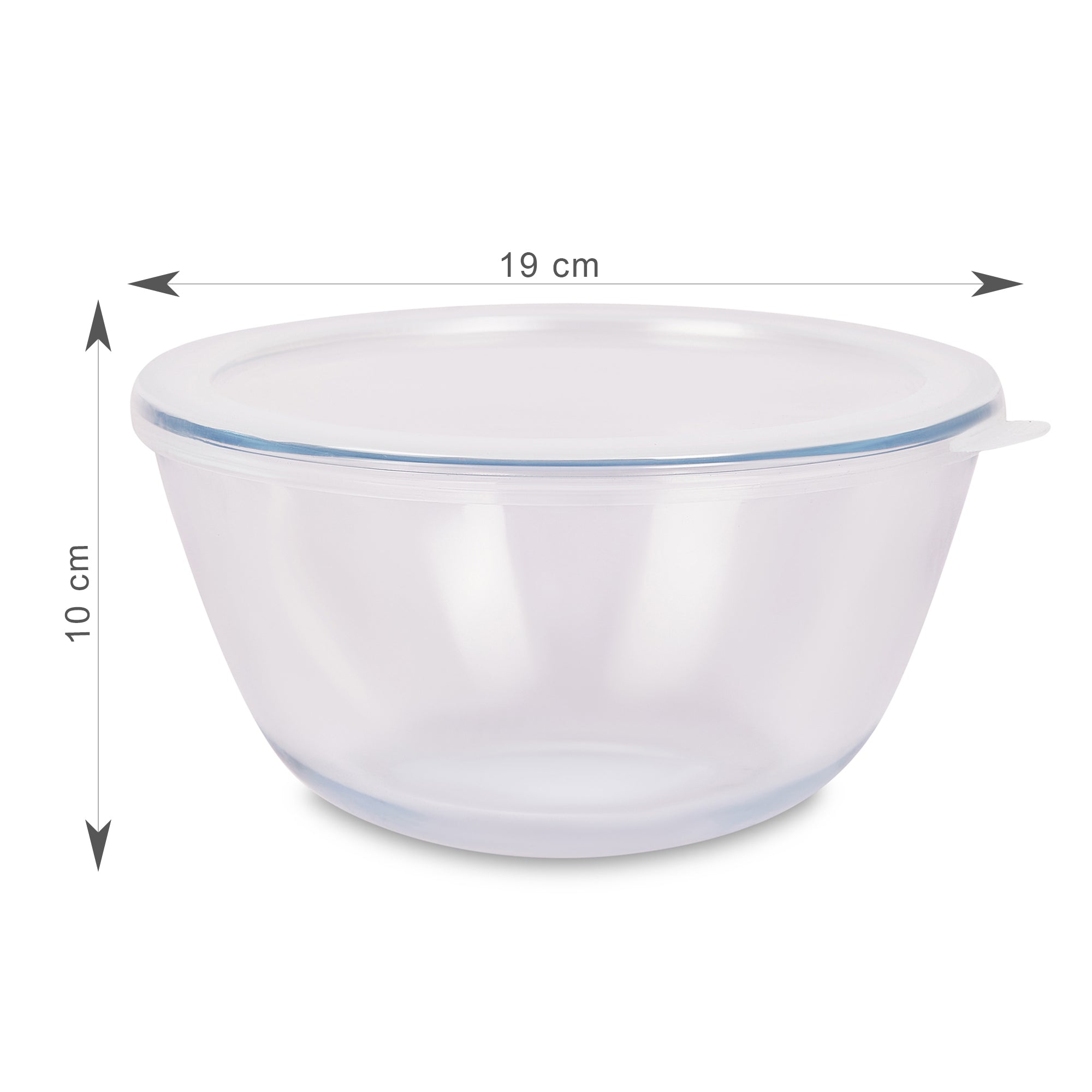 Fiesta Borosilicate Glass Mixing Bowl with Lid Set of 3 in Clear Colour