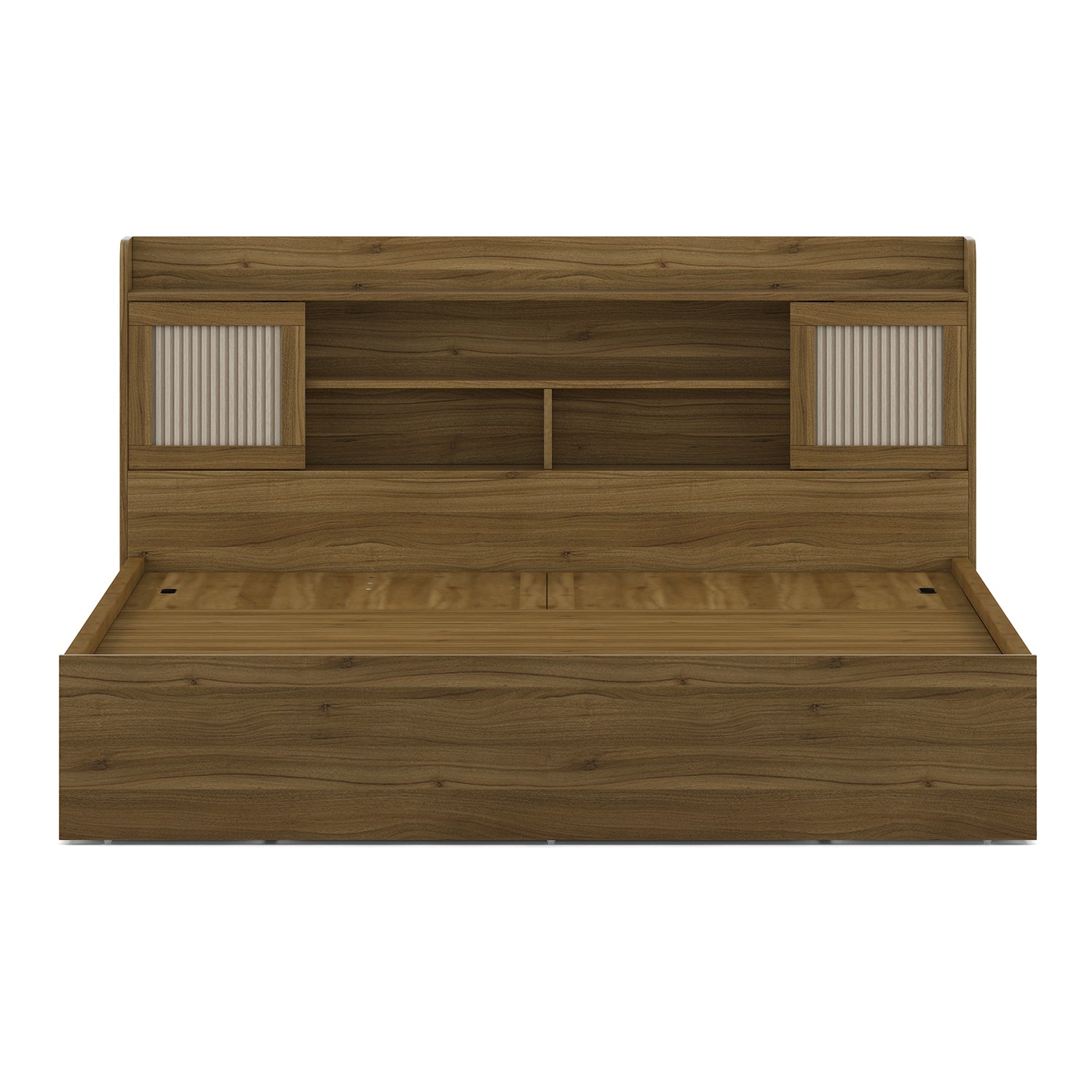 Diago King Bed With Hydraulic Storage In Natural Teak Color