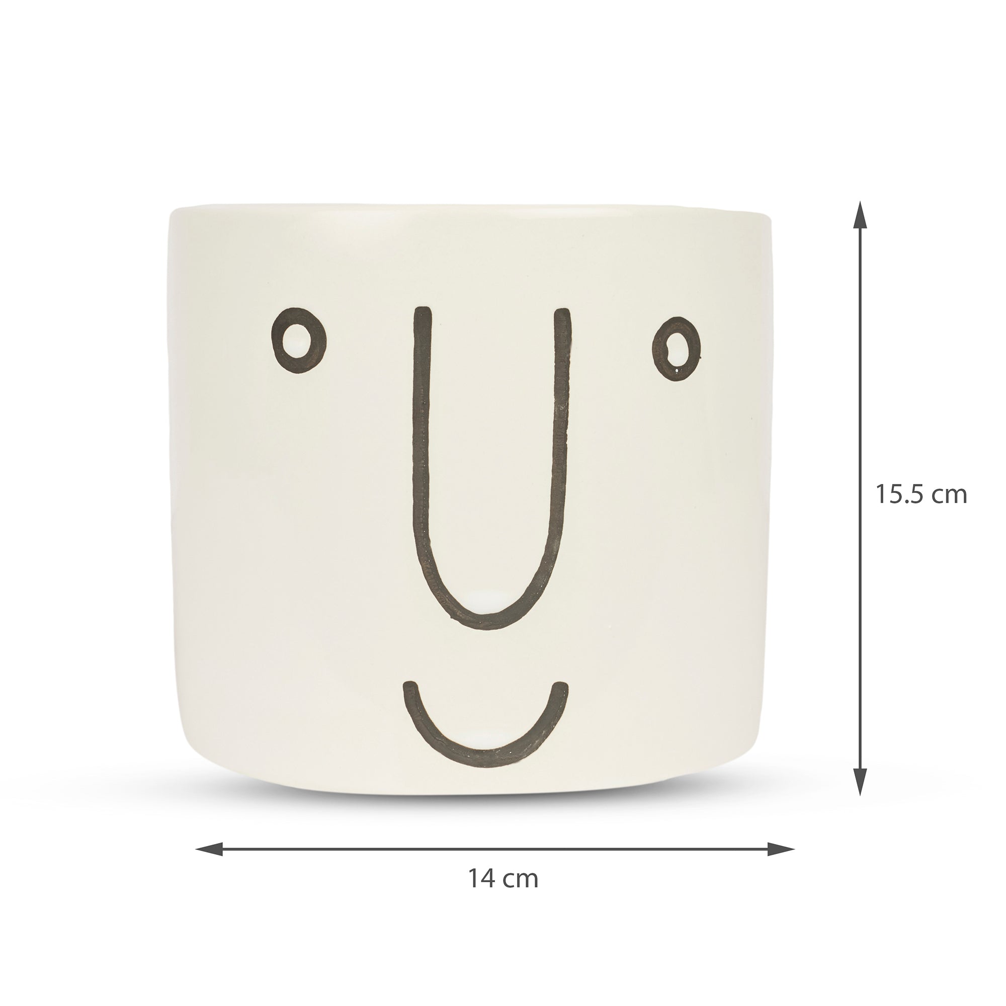 Alura Milan Face4 Ceramic Planter 14Cm in White Colour