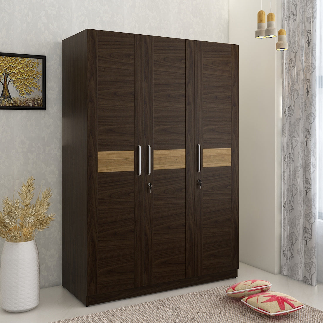 Magnum Three Door Wardrobe in Urban Walnut Colour