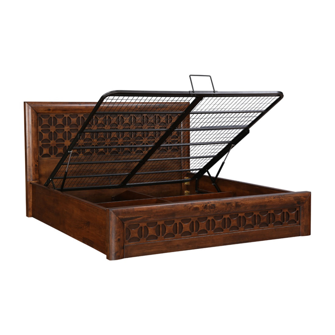 Casablanca Solidwood King bed with Hydraulic storage in Walnut Colour