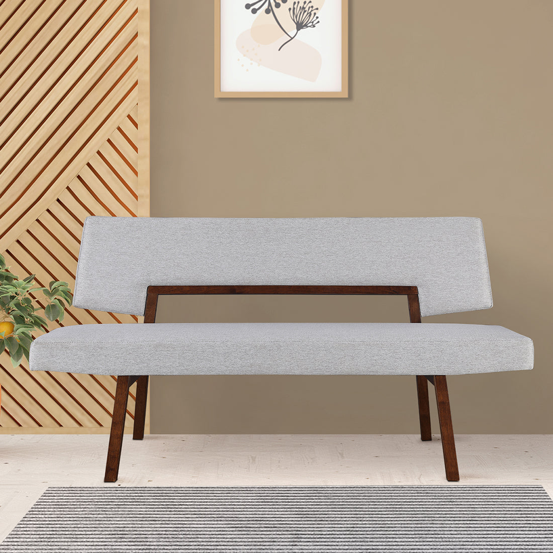 Lillian Solidwood Six Seater Dining Bench in Walnut Colour