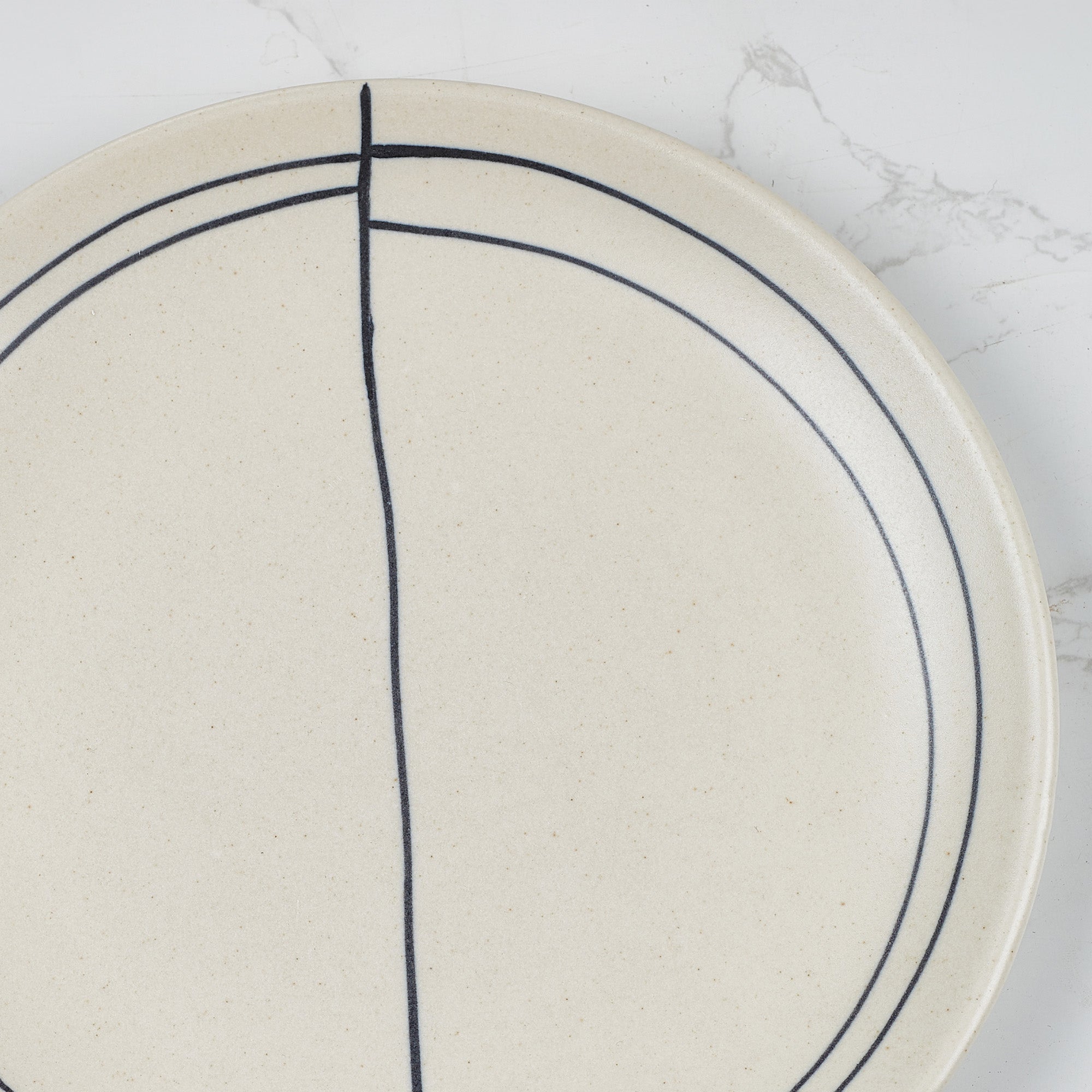 Artisanal Studio Pottery Stoneware Dinner Plate Set of 4 in Black & Ecru Colour