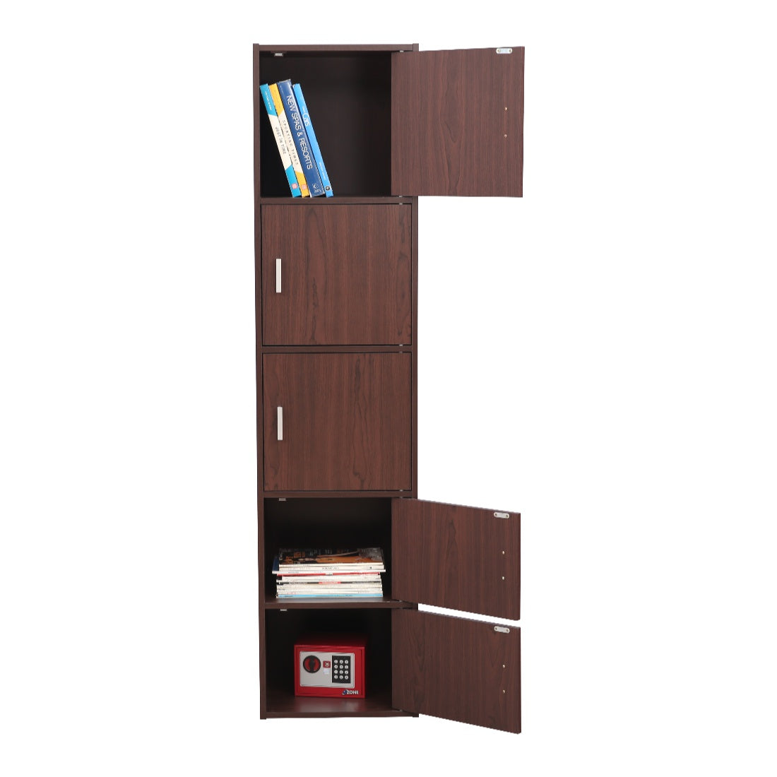 Albert Engineered Wood 5 Tier Cabinet in Cherry Brown Colour