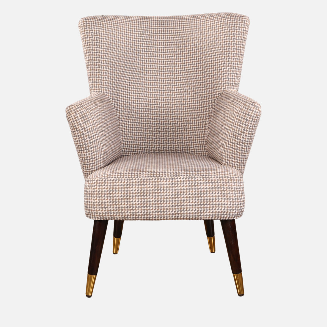 Peony Fabric Arm Chairs in Beige Colour