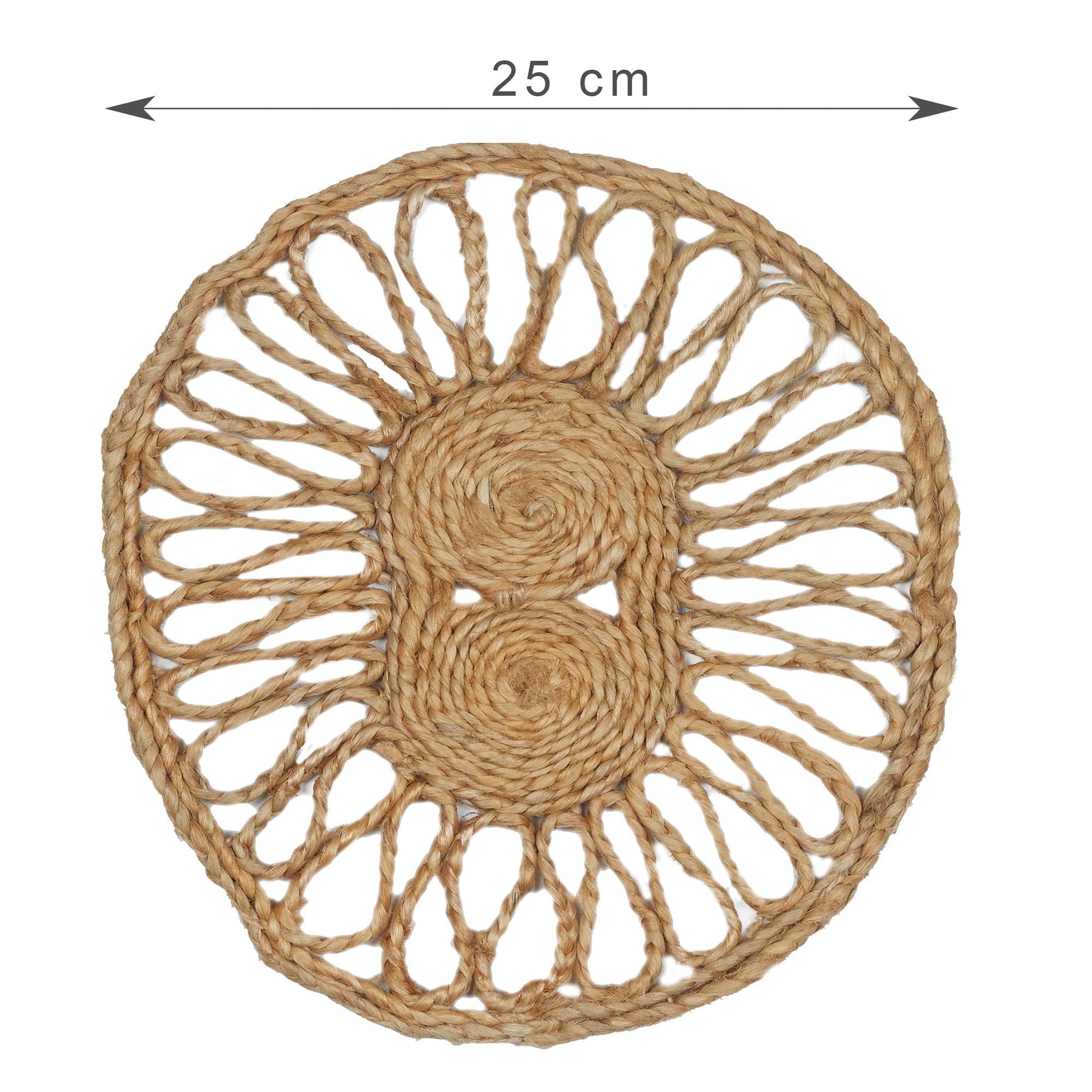 Boho Handmade Jute Trivet Set Of 2 Dia 25 Cm in Natural Colour