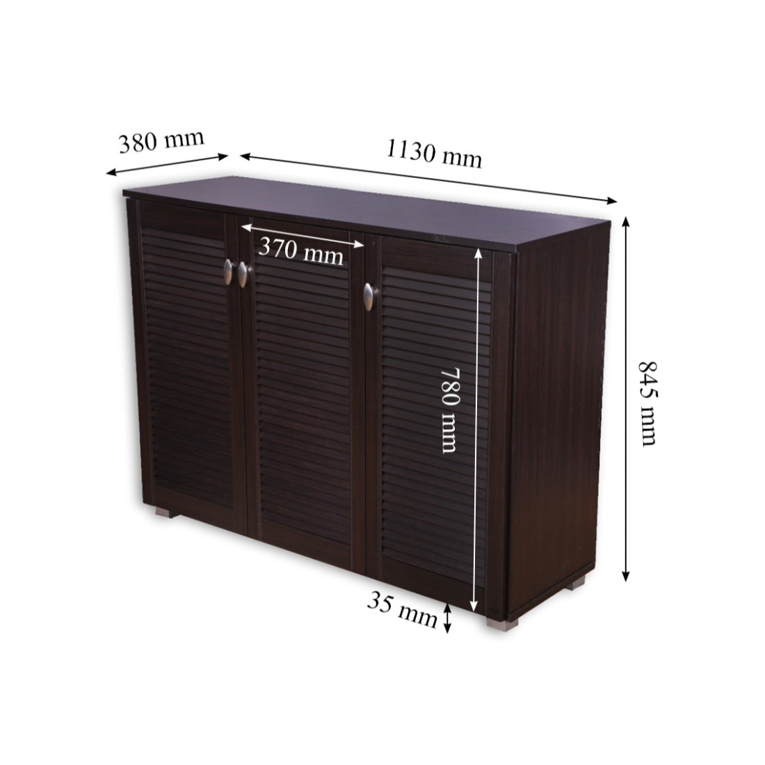 Frisco Engineered Wood 3 door Shoe Rack in Wenge Colour