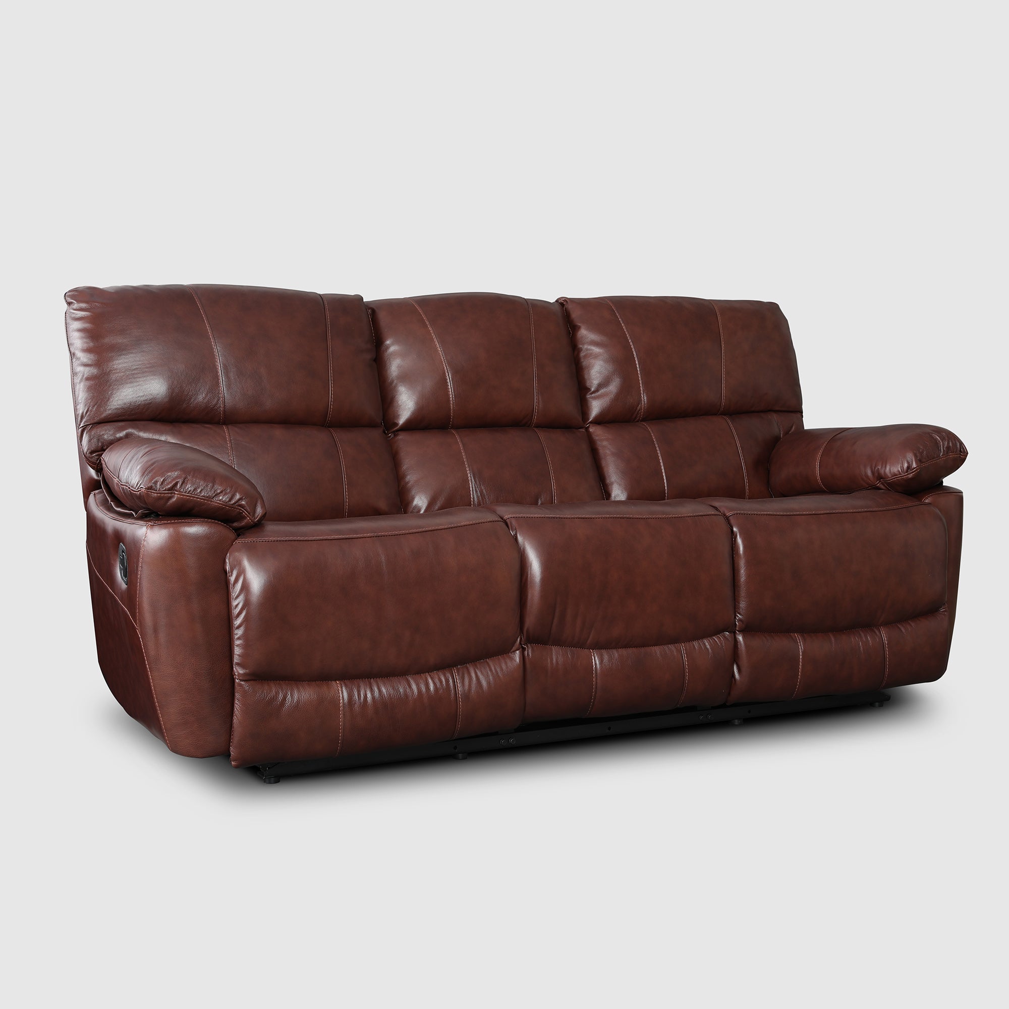 Charles Half Leather Three Seater Recliner in Brown Colour