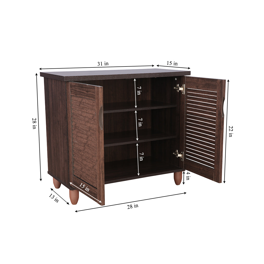 Riveria Engineered Wood Shoe Rack in Wenge Colour