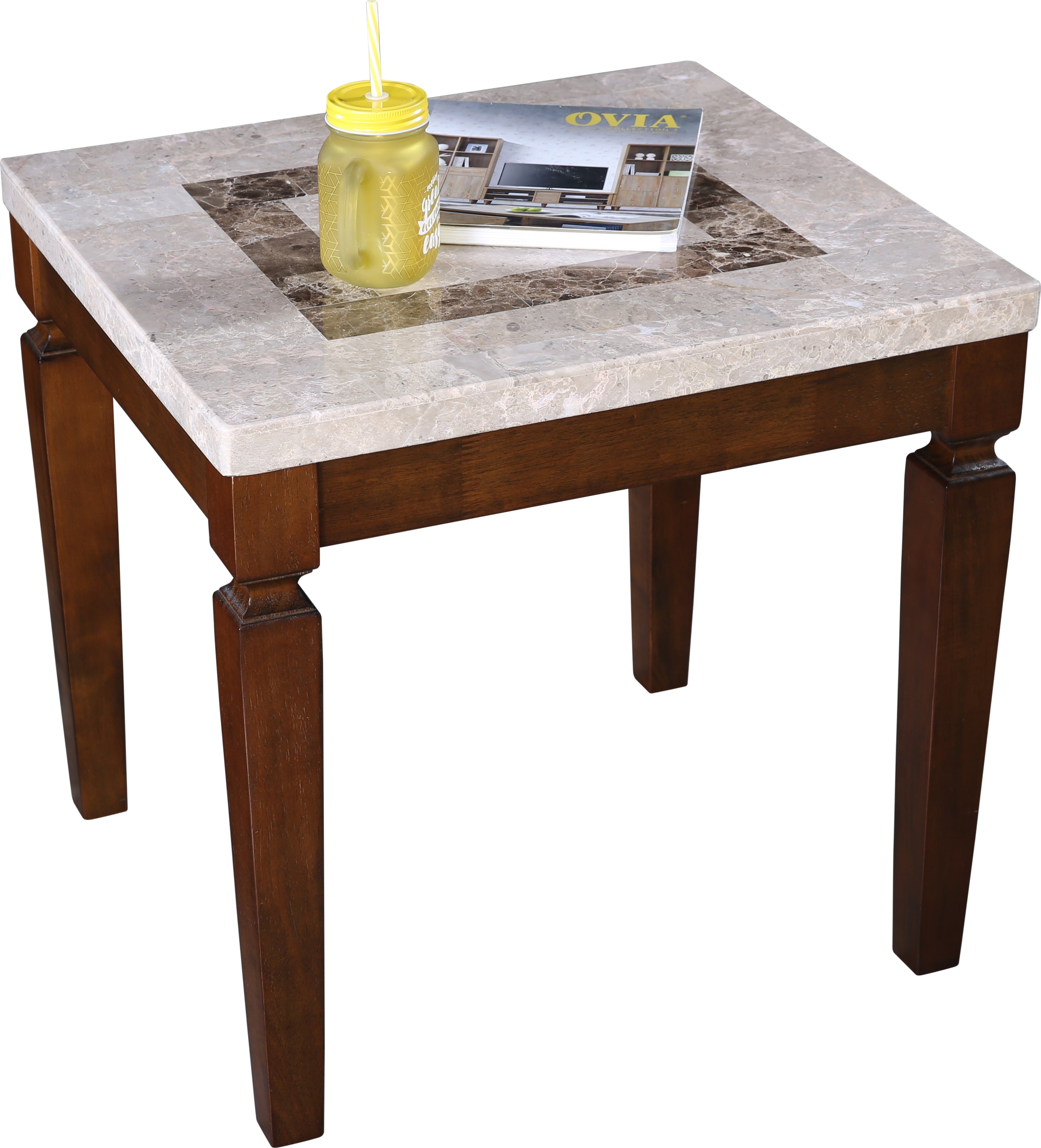 Bliss Marble Top Side Table in Beige Colour