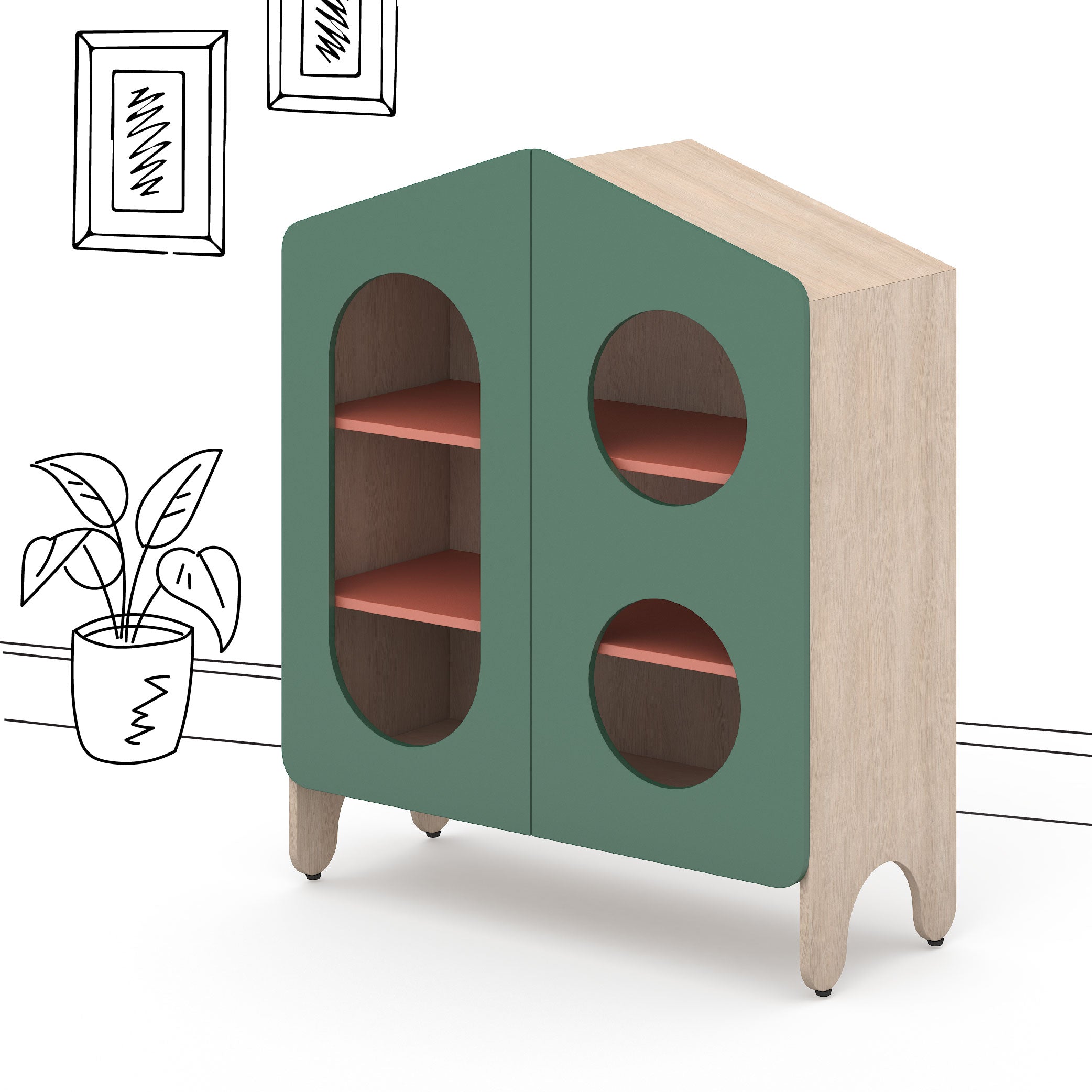 Magic Hut  Storage Cabinet in Lauren Green Colour