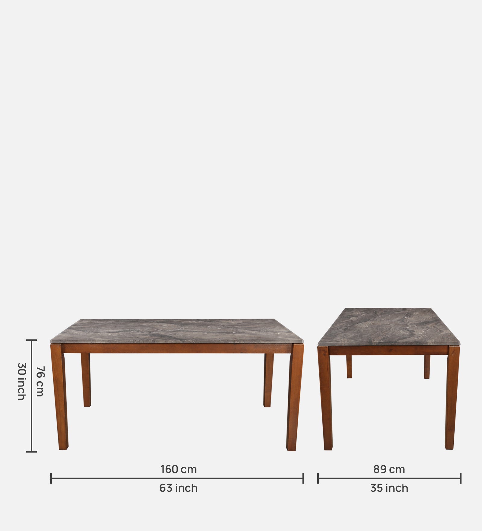 Quest Marble Top Six Seater Dining Set With Bench in Walnut Colour