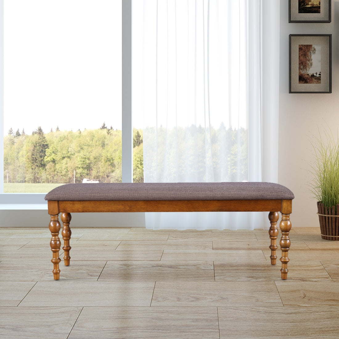 Tobago Solidwood Dining Bench for 6 Seater in Antique Walnut Colour