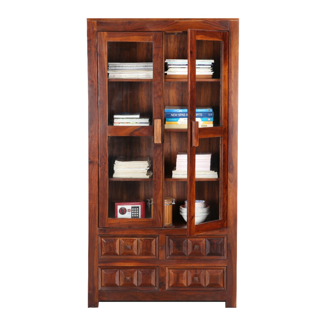 Woodrow Sheesham Wood(Rosewood) Book Shelf in Honey Colour