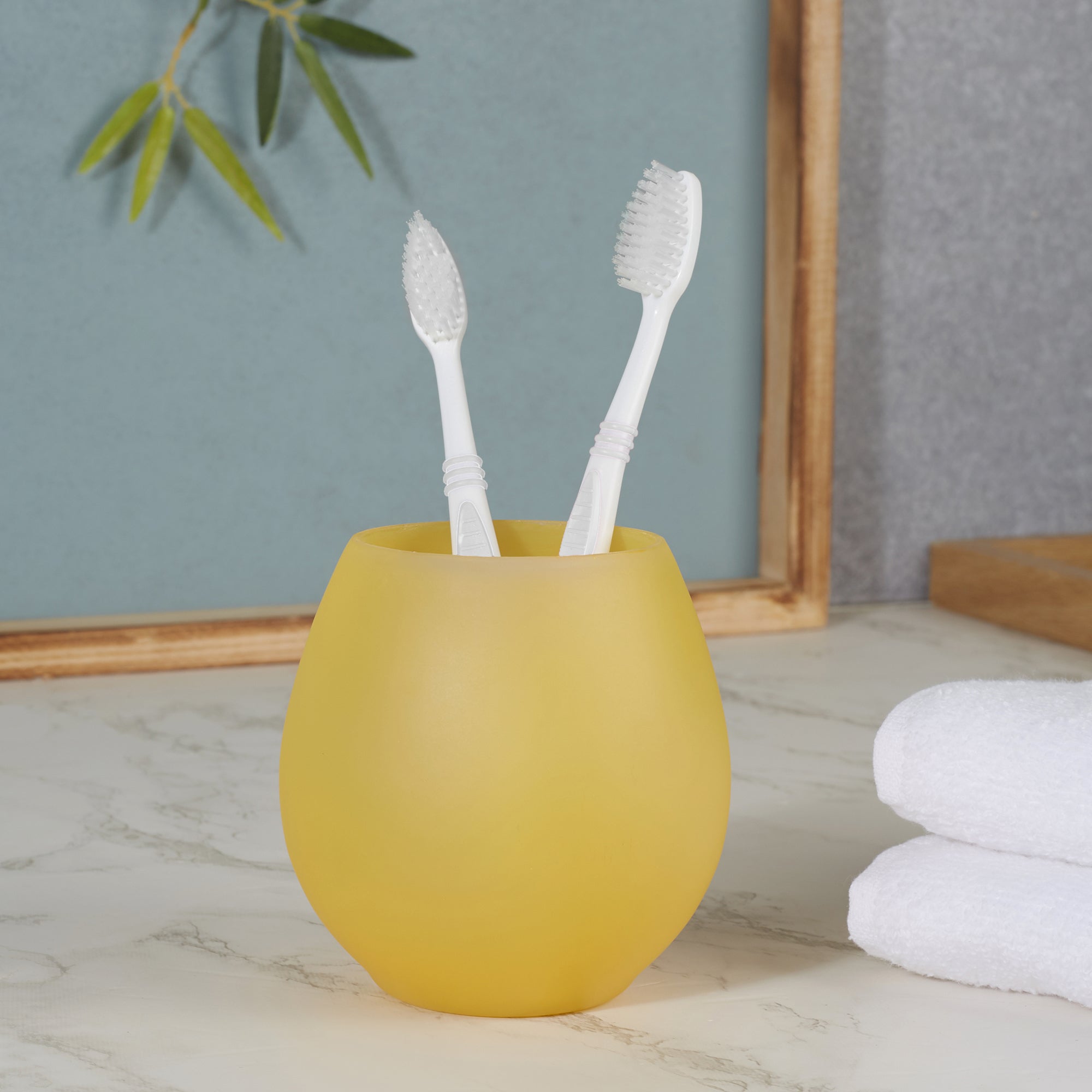 Emilia Glass Frosted Colored Jar With Lid in Yellow Colour