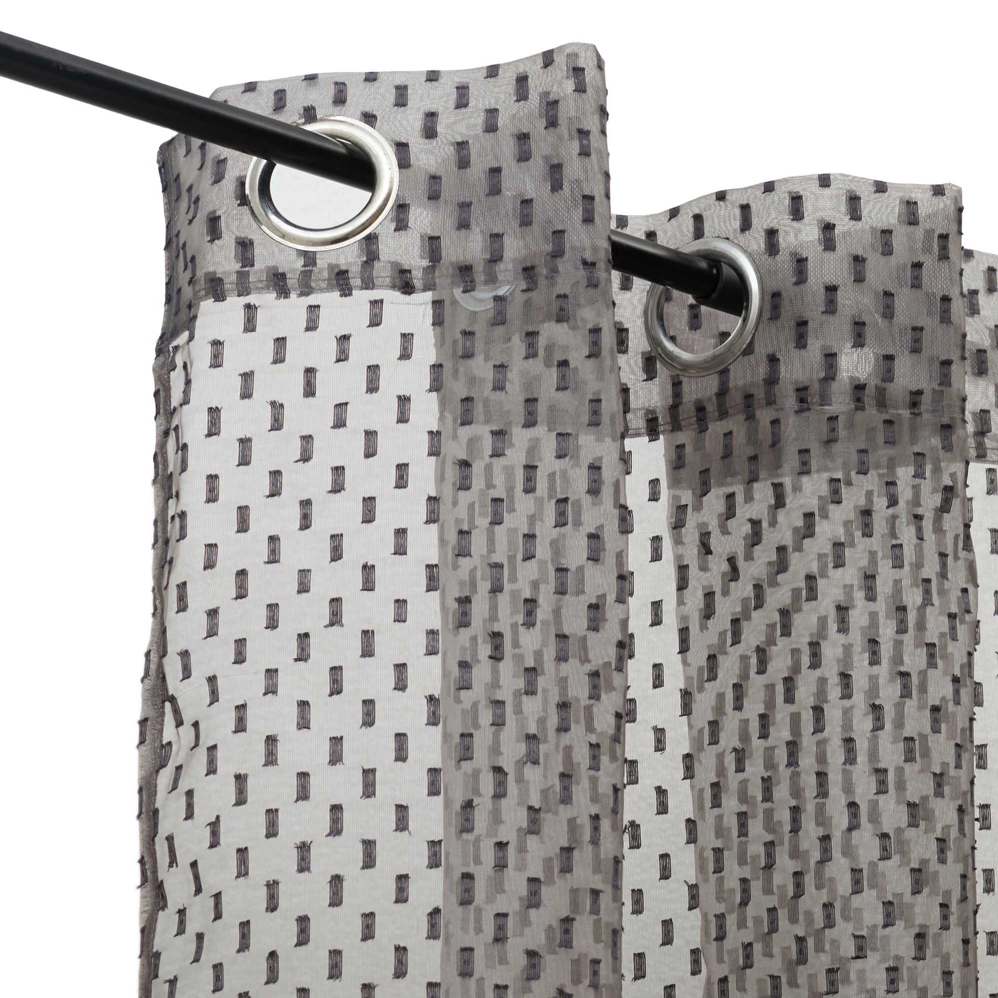 Amour Set of 2 Dobby Window Sheer Curtains 5 Feet in Charcoal Colour